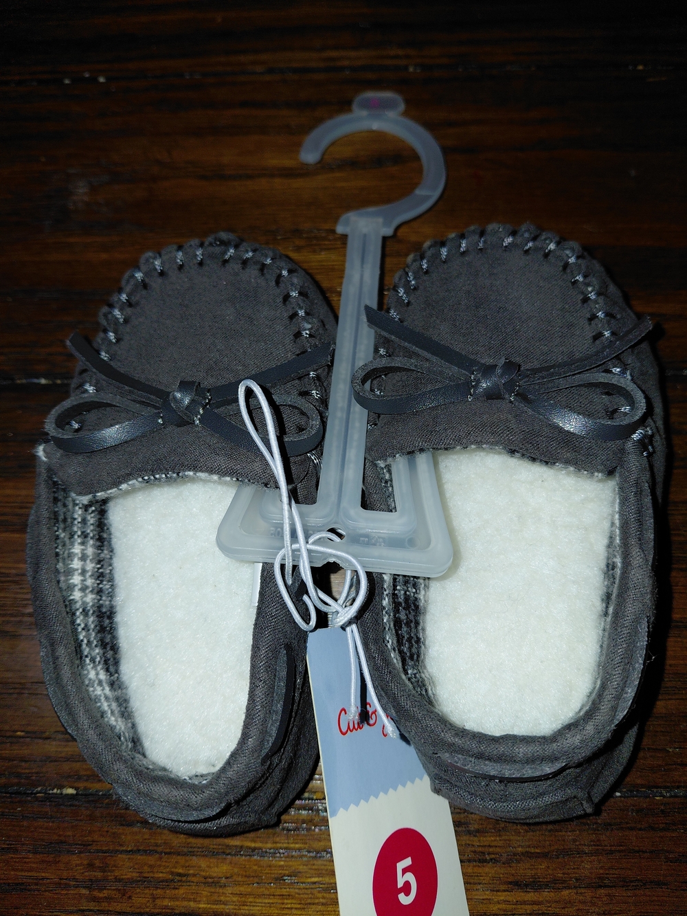 Cat & Jack Moccasin Gray Slippers Toddler Size 5 NWT